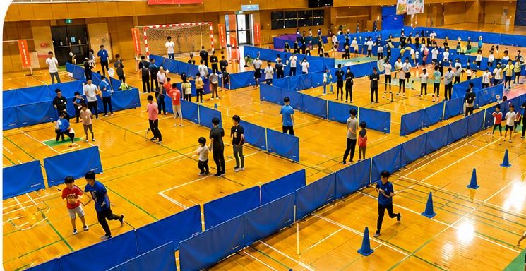 多くの親子でにぎわうスポーツフェスタの会場全景