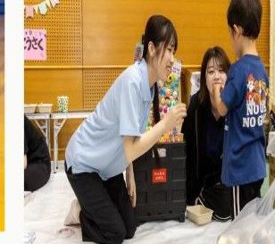 大学生ボランティアと交流する子ども
